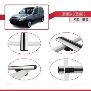 Citroen Berlingo 2003-2008 Arası ile uyumlu Basic Model Ara Atkı Tavan Barı GRİ 3 ADET thumb 4
