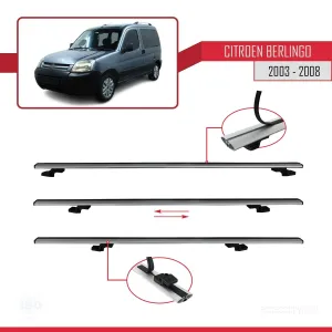 Citroen Berlingo 2003-2008 Arası ile uyumlu Basic Model Ara Atkı Tavan Barı GRİ 3 ADET thumb 5