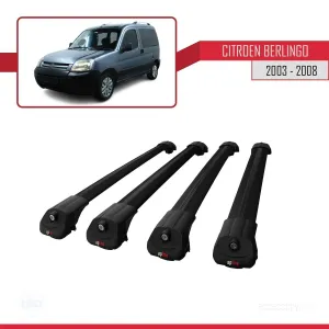 Citroen Berlingo 2003-2008 Arası ile uyumlu ACE-1 Ara Atkı Tavan Barı SİYAH 4 ADET BAR thumb 4