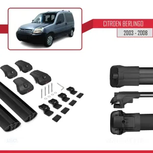 Citroen Berlingo 2003-2008 Arası ile uyumlu ACE-1 Ara Atkı Tavan Barı SİYAH thumb 5