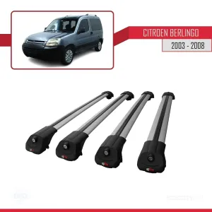 Citroen Berlingo 2003-2008 Arası ile uyumlu ACE-1 Ara Atkı Tavan Barı GRİ 4 ADET BAR thumb 4