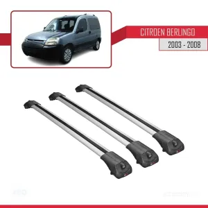 Citroen Berlingo 2003-2008 Arası ile uyumlu ACE-1 Ara Atkı Tavan Barı GRİ 3 ADET BAR thumb 3