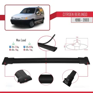 Citroen Berlingo 1996-2003 Arası ile uyumlu FLY Model Ara Atkı Tavan Barı SİYAH 4 ADET BAR thumb 4