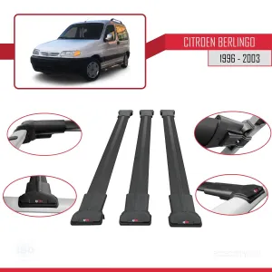 Citroen Berlingo 1996-2003 Arası ile uyumlu FLY Model Ara Atkı Tavan Barı SİYAH 3 ADET BAR thumb 5