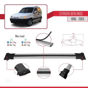 Citroen Berlingo 1996-2003 Arası ile uyumlu FLY Model Ara Atkı Tavan Barı GRİ 3 ADET BAR thumb 4
