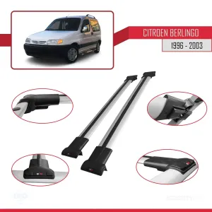Citroen Berlingo 1996-2003 Arası ile uyumlu FLY Model Ara Atkı Tavan Barı GRİ thumb 5