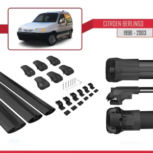 Citroen Berlingo 1996-2003 Arası ile uyumlu ACE-1 Ara Atkı Tavan Barı SİYAH 3 ADET BAR thumb 5