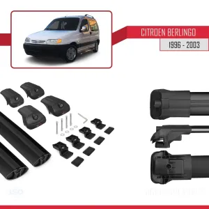 Citroen Berlingo 1996-2003 Arası ile uyumlu ACE-1 Ara Atkı Tavan Barı SİYAH thumb 5