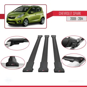 Chevrolet Spark 2009-2014 Arası ile Uyumlu FLY Model Ara Atkı Tavan Barı SİYAH 3 ADET BAR thumb 5