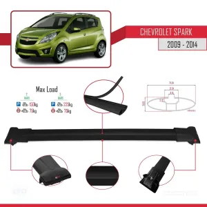 Chevrolet Spark 2009-2014 Arası ile Uyumlu FLY Model Ara Atkı Tavan Barı SİYAH thumb 4