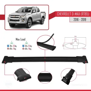 Chevrolet D-Max (RT85) 2016-2019 Arası ile Uyumlu FLY Model Ara Atkı Tavan Barı SİYAH thumb 4