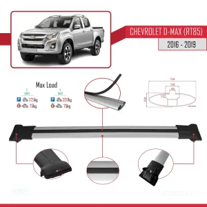 Chevrolet D-Max (RT85) 2016-2019 Arası ile Uyumlu FLY Model Ara Atkı Tavan Barı GRİ 3 ADET BAR thumb 4