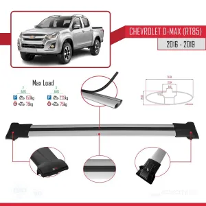 Chevrolet D-Max (RT85) 2016-2019 Arası ile Uyumlu FLY Model Ara Atkı Tavan Barı GRİ thumb 4