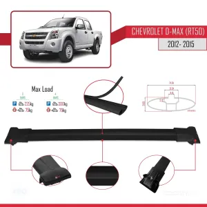 Chevrolet D-Max (RT50) 2012-2015 Arası ile Uyumlu FLY Model Ara Atkı Tavan Barı SİYAH 3 ADET BAR thumb 4