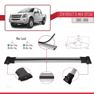 Chevrolet D-Max (RT50) 2012-2015 Arası ile Uyumlu FLY Model Ara Atkı Tavan Barı GRİ 3 ADET BAR thumb 4