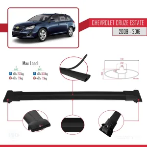Chevrolet Cruze 2009-2016 Arası ile Uyumlu FLY Model Ara Atkı Tavan Barı SİYAH 3 ADET BAR thumb 4