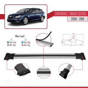 Chevrolet Cruze 2009-2016 Arası ile Uyumlu FLY Model Ara Atkı Tavan Barı GRİ 3 ADET BAR thumb 4