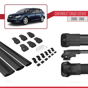 Chevrolet Cruze 2009-2016 Arası ile uyumlu ACE-1 Ara Atkı Tavan Barı SİYAH 3 ADET BAR thumb 5