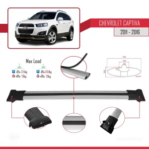 Chevrolet Captiva 2011-2016 Arası ile Uyumlu FLY Model Ara Atkı Tavan Barı GRİ 3 ADET BAR thumb 4