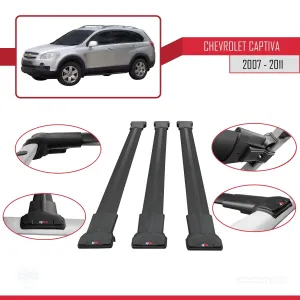 Chevrolet Captiva 2007-2011 Arası ile Uyumlu FLY Model Ara Atkı Tavan Barı SİYAH 3 ADET BAR thumb 5
