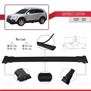 Chevrolet Captiva 2007-2011 Arası ile uyumlu FLY Model Ara Atkı Tavan Barı SİYAH thumb 4