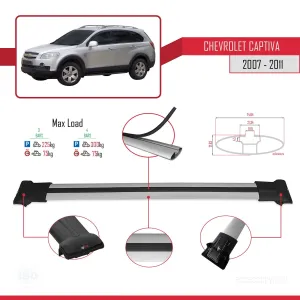 Chevrolet Captiva 2007-2011 Arası ile Uyumlu FLY Model Ara Atkı Tavan Barı GRİ 3 ADET BAR thumb 4