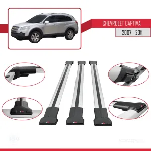 Chevrolet Captiva 2007-2011 Arası ile Uyumlu FLY Model Ara Atkı Tavan Barı GRİ 3 ADET BAR thumb 5