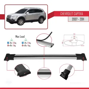 Chevrolet Captiva 2007-2011 Arası ile uyumlu FLY Model Ara Atkı Tavan Barı GRİ thumb 4