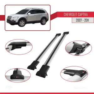 Chevrolet Captiva 2007-2011 Arası ile uyumlu FLY Model Ara Atkı Tavan Barı GRİ thumb 5