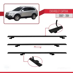 Chevrolet Captiva 2007-2011 Arası ile uyumlu Basic Model Ara Atkı Tavan Barı SİYAH 3 ADET thumb 5