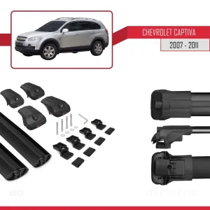 Chevrolet Captiva 2007-2011 Arası ile uyumlu ACE-1 Ara Atkı Tavan Barı SİYAH thumb 5