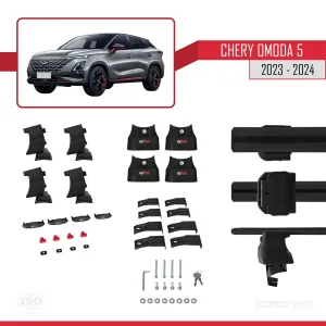 Chery Omoda 5 2023 ve Sonrası ile uyumlu ACE-4 Ara Atkı Tavan Barı SİYAH thumb 5
