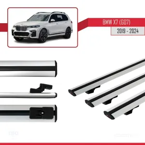 BMW X7 (G07) 2019 ve Sonrası ile uyumlu Basic Model Ara Atkı Tavan Barı GRİ 3 ADET thumb 5