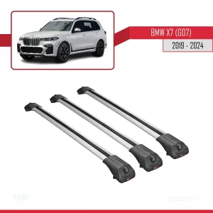 BMW X7 (G07) 2019 ve Sonrası ile uyumlu ACE-1 Ara Atkı Tavan Barı GRİ 3 ADET BAR thumb 3