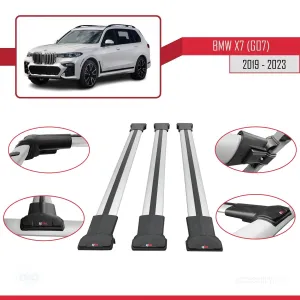BMW X7 (G07) 2019 Arası ile Uyumlu FLY Model Ara Atkı Tavan Barı GRİ 3 ADET BAR thumb 5