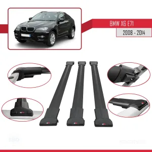 BMW X6 2008-2014 Arası ile Uyumlu FLY Model Ara Atkı Tavan Barı SİYAH 3 ADET BAR thumb 5