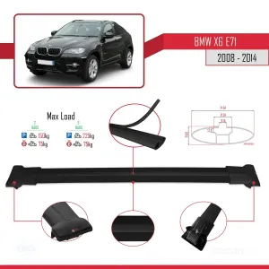 BMW X6 2008-2014 Arası ile uyumlu FLY Model Ara Atkı Tavan Barı SİYAH thumb 4