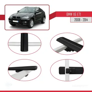 BMW X6 (E71) 2008-2014 Arası ile uyumlu Basic Model Ara Atkı Tavan Barı SİYAH 3 ADET thumb 4