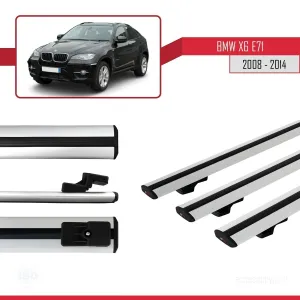 BMW X6 (E71) 2008-2014 Arası ile uyumlu Basic Model Ara Atkı Tavan Barı GRİ 3 ADET thumb 3