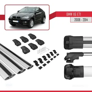 BMW X6 (E71) 2008-2014 Arası ile uyumlu ACE-1 Ara Atkı Tavan Barı GRİ 3 ADET BAR thumb 5