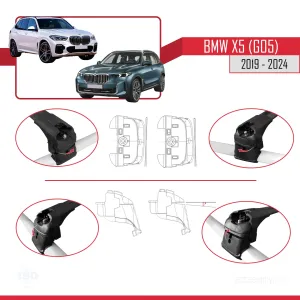 BMW X5 (G05) 2019 ve Sonrası ile Uyumlu ACE-2 Ara Atkı Tavan Barı SİYAH thumb 5