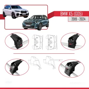 BMW X5 (G05) 2019 ve Sonrası ile Uyumlu ACE-2 Ara Atkı Tavan Barı GRİ thumb 5