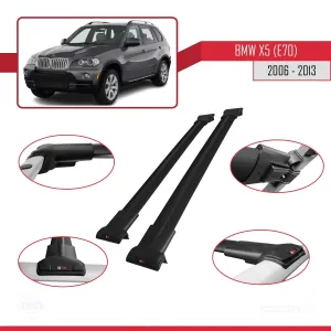 BMW X5 (E70) 2006-2013 Arası ile uyumlu FLY Model Ara Atkı Tavan Barı SİYAH thumb 5