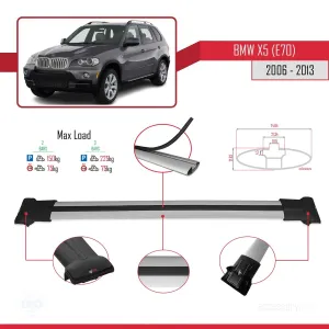 BMW X5 (E70) 2006-2013 Arası ile uyumlu FLY Model Ara Atkı Tavan Barı GRİ thumb 4