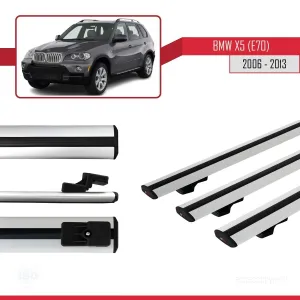 BMW X5 (E70) 2006-2013 Arası ile uyumlu Basic Model Ara Atkı Tavan Barı GRİ 3 ADET thumb 3
