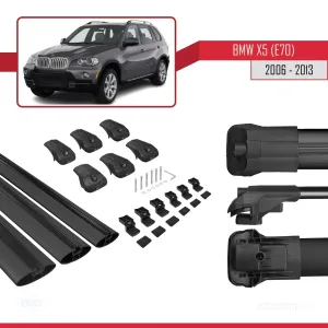 BMW X5 (E70) 2006-2013 Arası ile uyumlu ACE-1 Ara Atkı Tavan Barı SİYAH 3 ADET BAR thumb 5