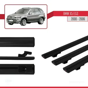 BMW X5 (E53) 2000-2006 Arası ile uyumlu Basic Model Ara Atkı Tavan Barı SİYAH 3 ADET thumb 3