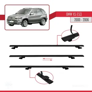 BMW X5 (E53) 2000-2006 Arası ile uyumlu Basic Model Ara Atkı Tavan Barı SİYAH 3 ADET thumb 5