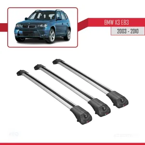 BMW X3 E83 2003-2010 Arası ile uyumlu ACE-1 Ara Atkı Tavan Barı GRİ 3 ADET BAR thumb 3