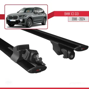 BMW X3 (G01) 2018 ve Sonrası ile uyumlu HOOK Model Anahtar Kilitli Ara Atkı Tavan Barı SİYAH thumb 5